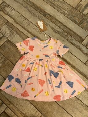 Angel Dear Pink softball-Print Twirl Dress